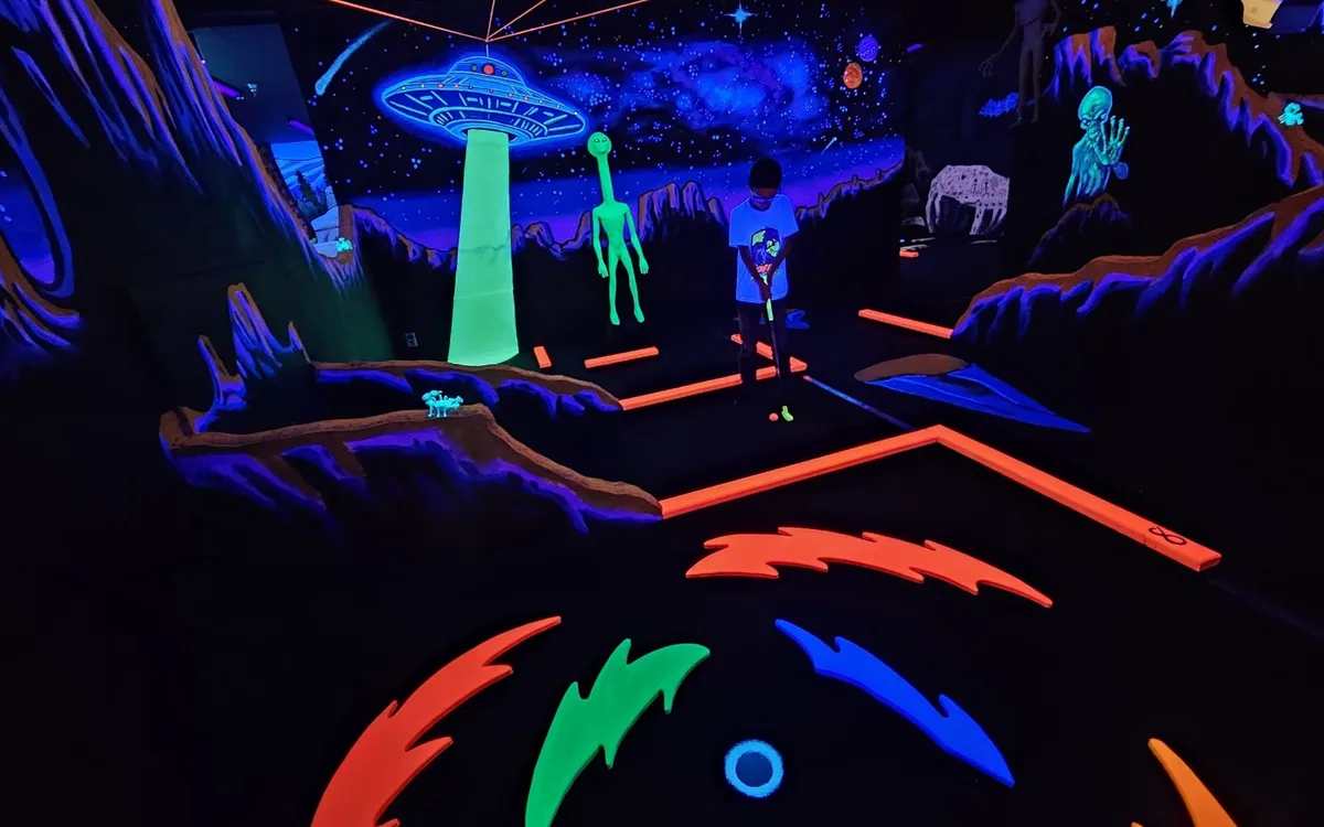 Glowing blacklight mini golf course at the Sedona location