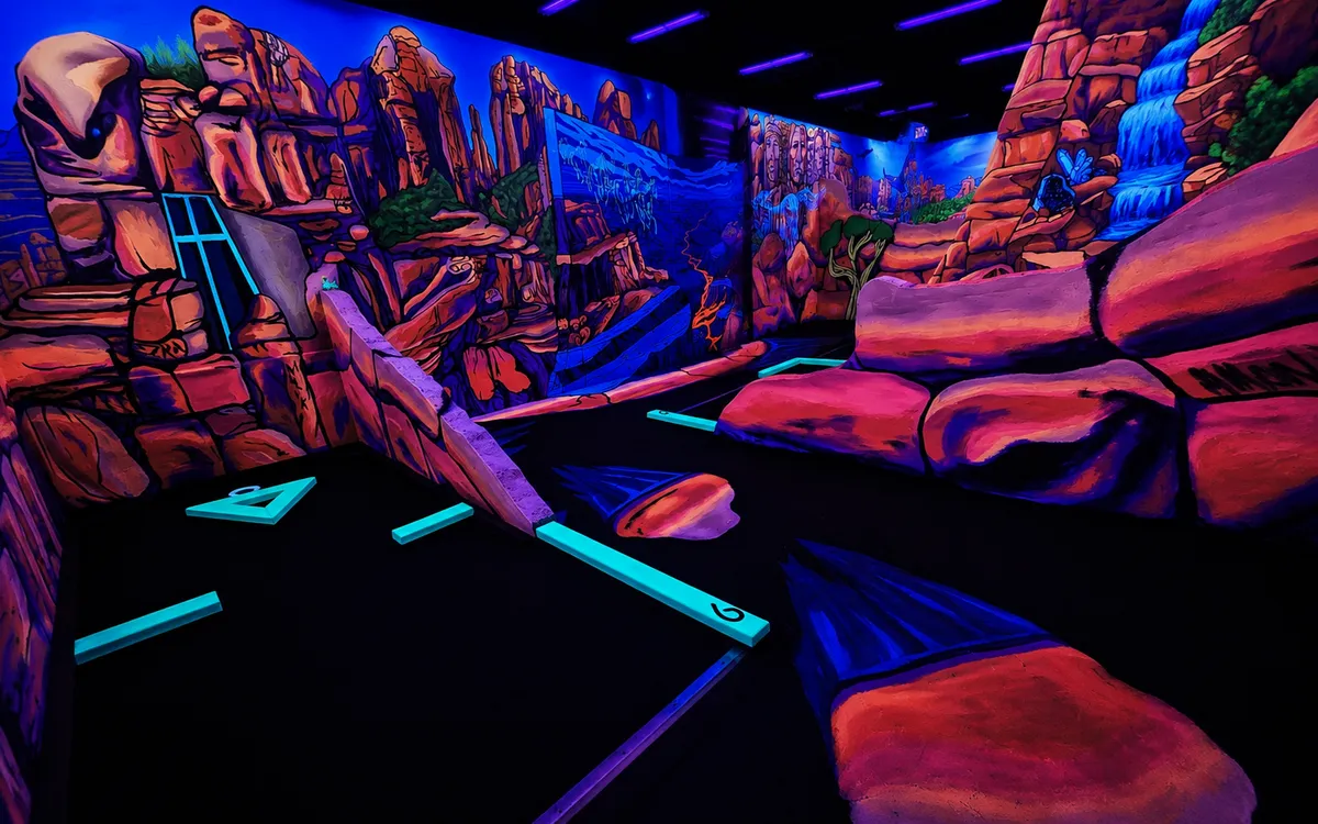 Glowing blacklight 3D mini golf course at the Sedona location