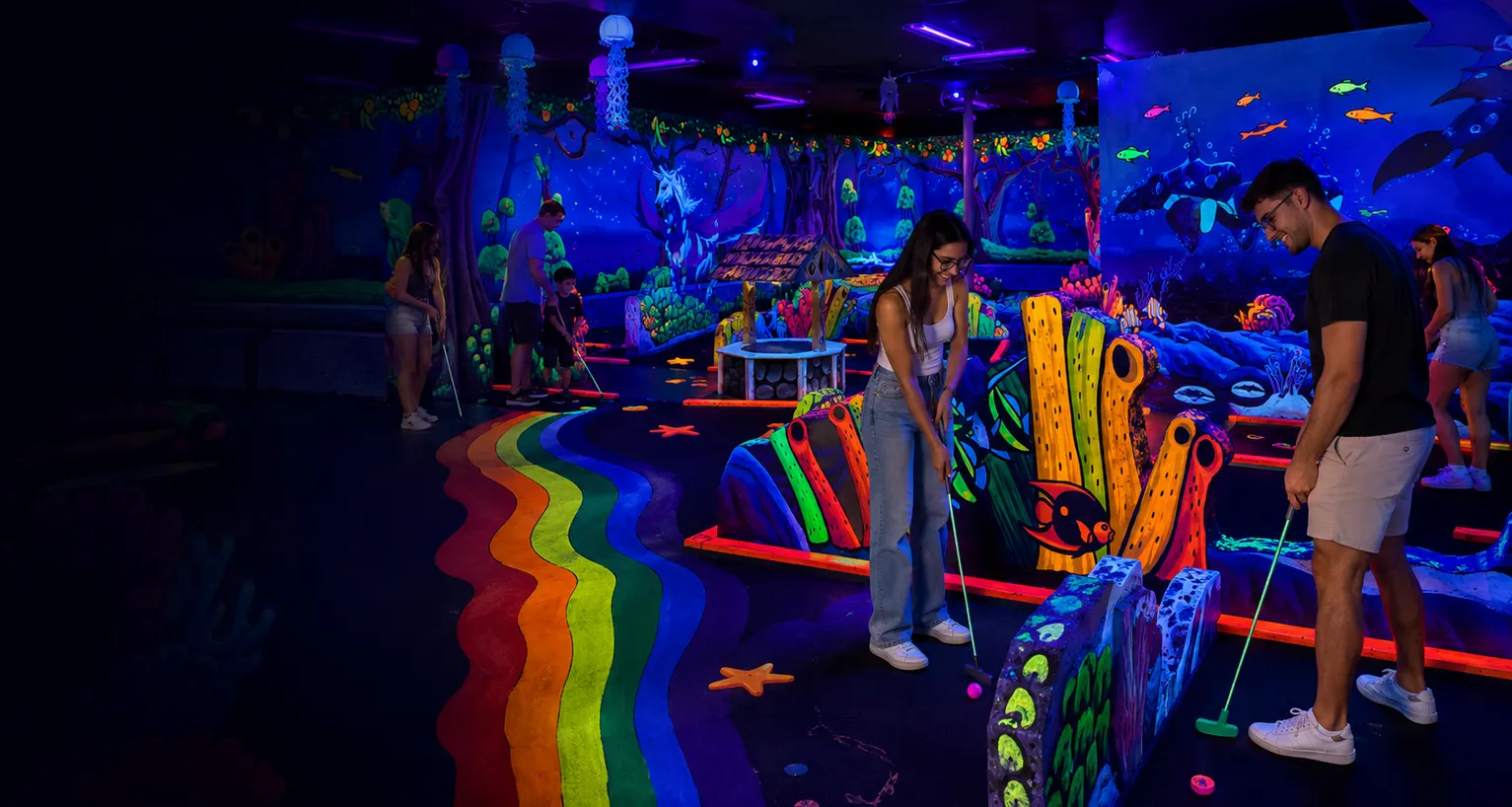 Glowing blacklight mini golf course at the original Gilbert location