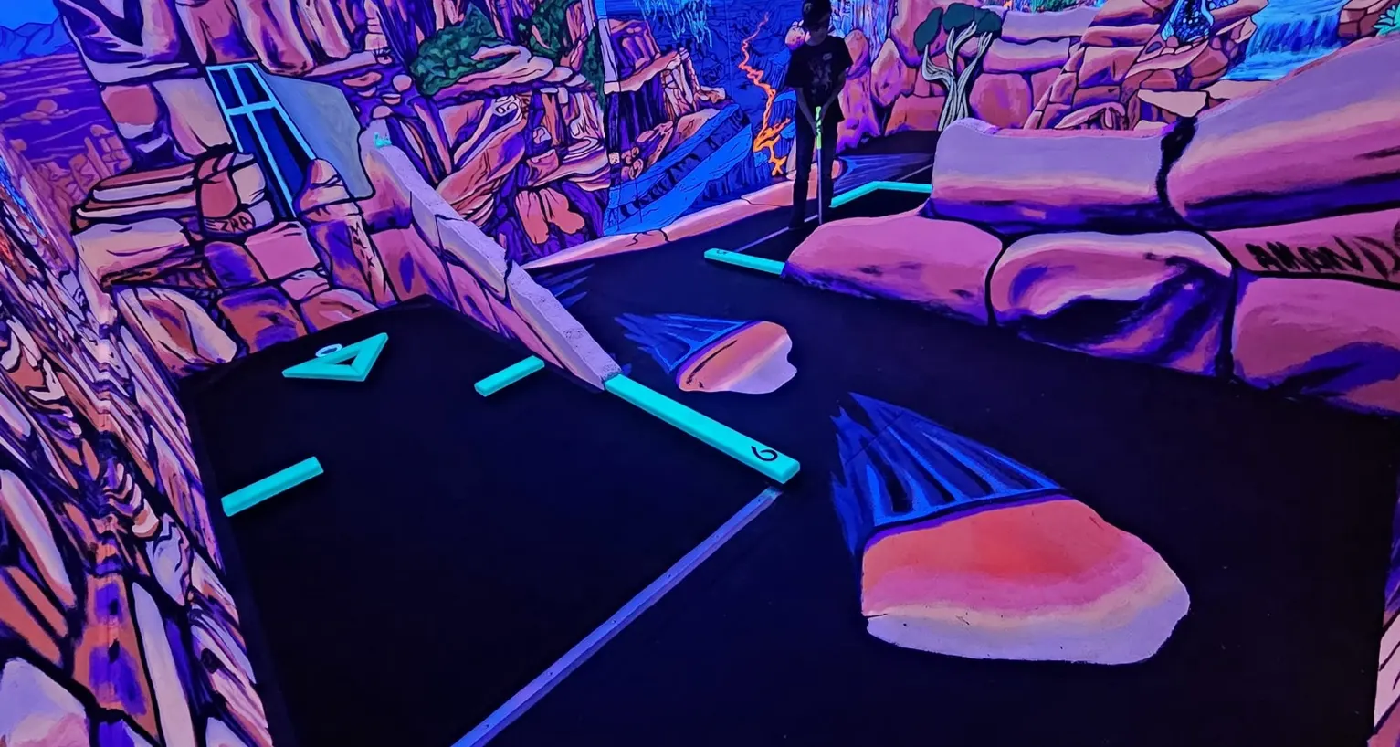 Glowing red rock inspired mini golf course at Imagine 3D Mini Golf Sedona