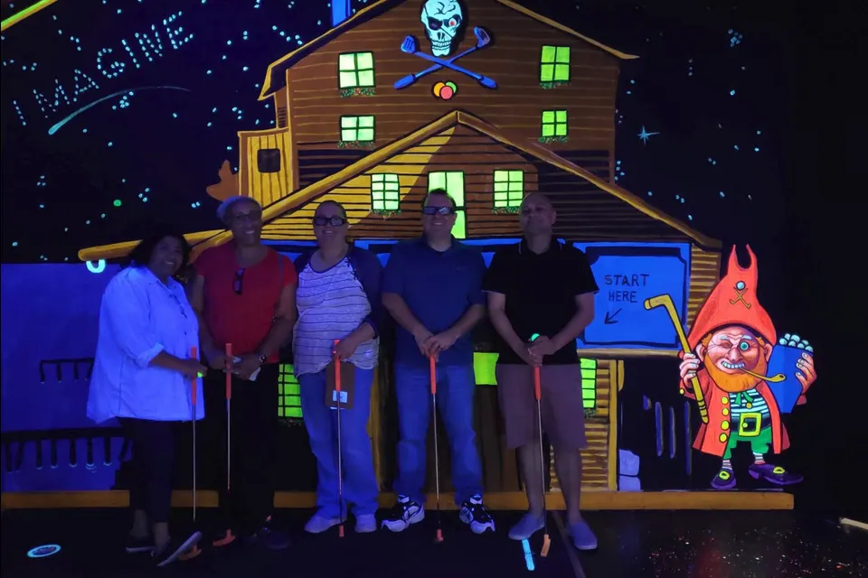 Blacklight fantasy mural at Imagine 3D Mini Golf Gilbert