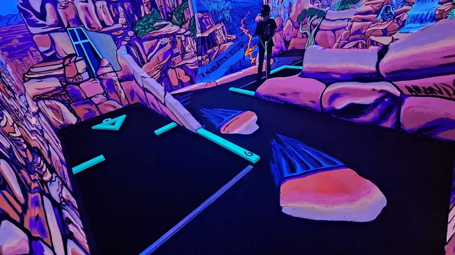 Red rock canyon inspired mini golf hole at Imagine 3D Mini Golf Sedona